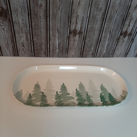 *Farval Ceramics Pine Tree Holiday Lodge Christmas Platter - Picture 9 of 14